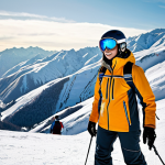 **

A skier on a snowy slope, wearing a bright, easily visible ski jacket and pants, goggles, and helmet. Focus on the practical and stylish aspects of the outfit. The environment is a scenic Malaysian ski resort (if available).

**
